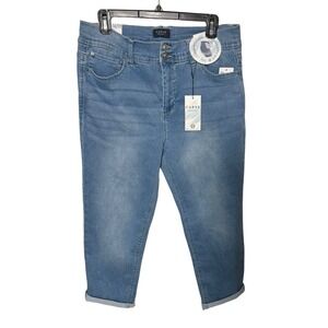 Curve Appeal Tummy Tucking Tech Crop Jeans Size 14/32 NEW Shaping‎ Selvedge